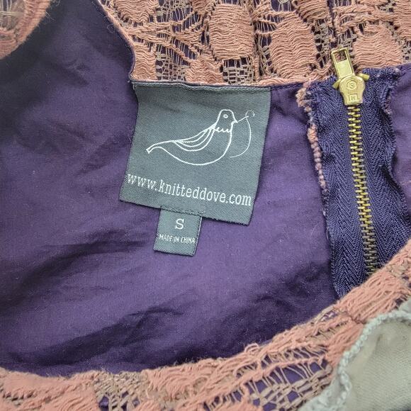 Knitted Dove Boho Lace Overlay Dress S - Picture 2 of 3